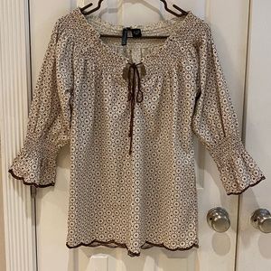 NWOT - Prairie-style Smocked Blouse / Top - Small